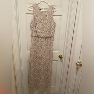 Metaphor Tan Sheath Maxi Dress Sleeveless Scoop Neck